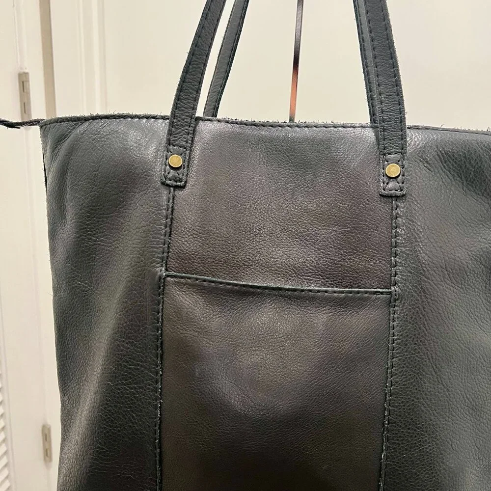 American Leather Co. - Sofl Leather Full Zip Shopper Tote Bag One Size - Black - Picture 4 of 7